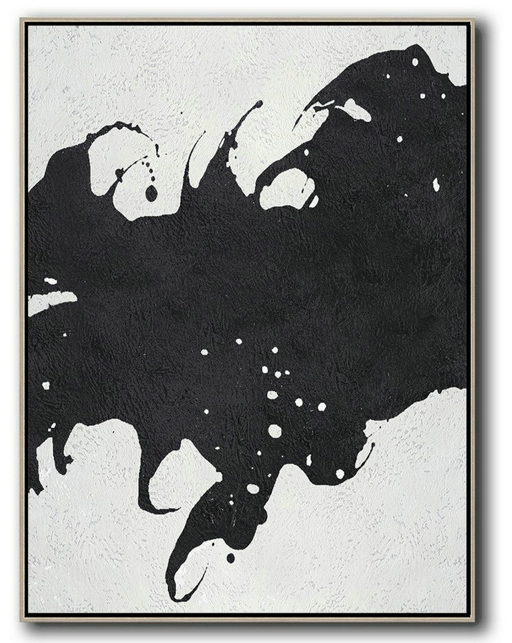 Large Abstract Wall Art,Black And White Minimal Painting On Canvas - Original Abstract Art Paintings